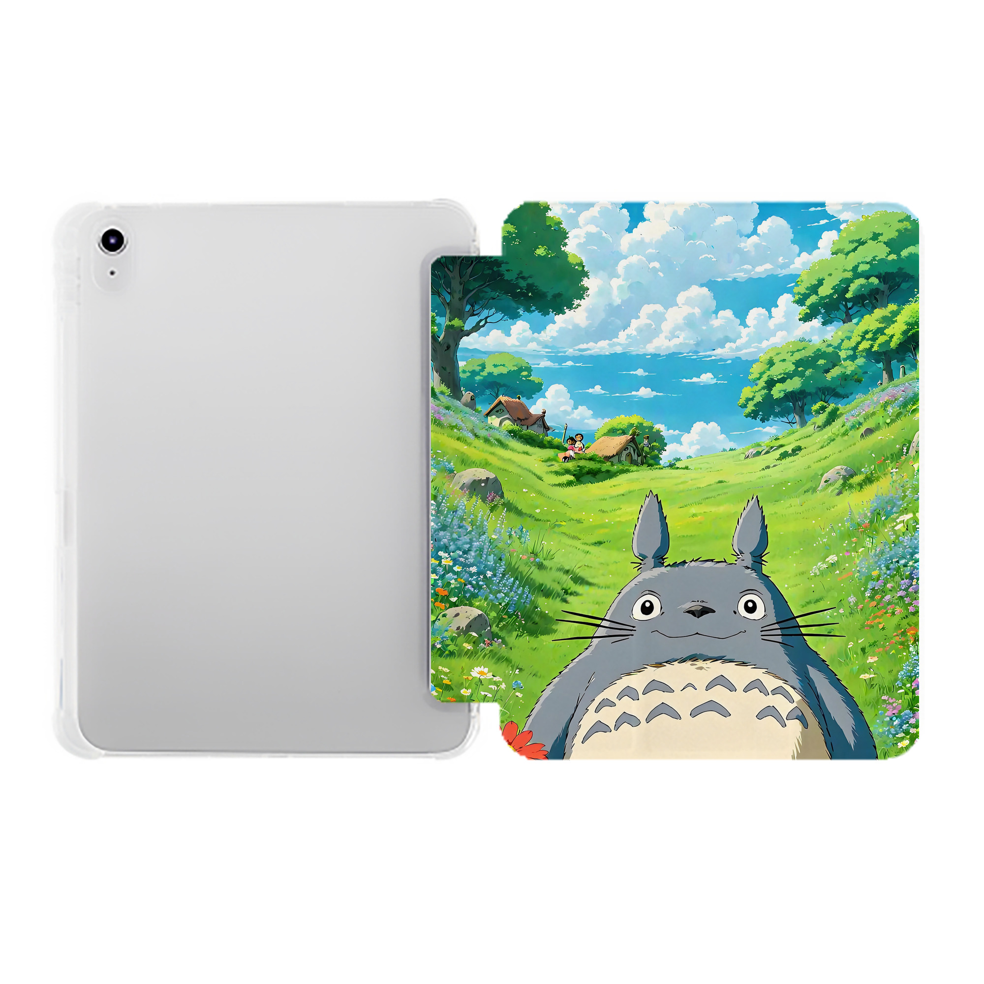 （画像用） となりのトトロ 草壁メイ 草壁サツキ My Neighbor Totoro Satsuki Kusakabe Mei Kusakabe IPad ケース ペン収納付き 三つ折りスタンド PUレザー×シリコン 対応機種9.5/10.5/10.9インチ